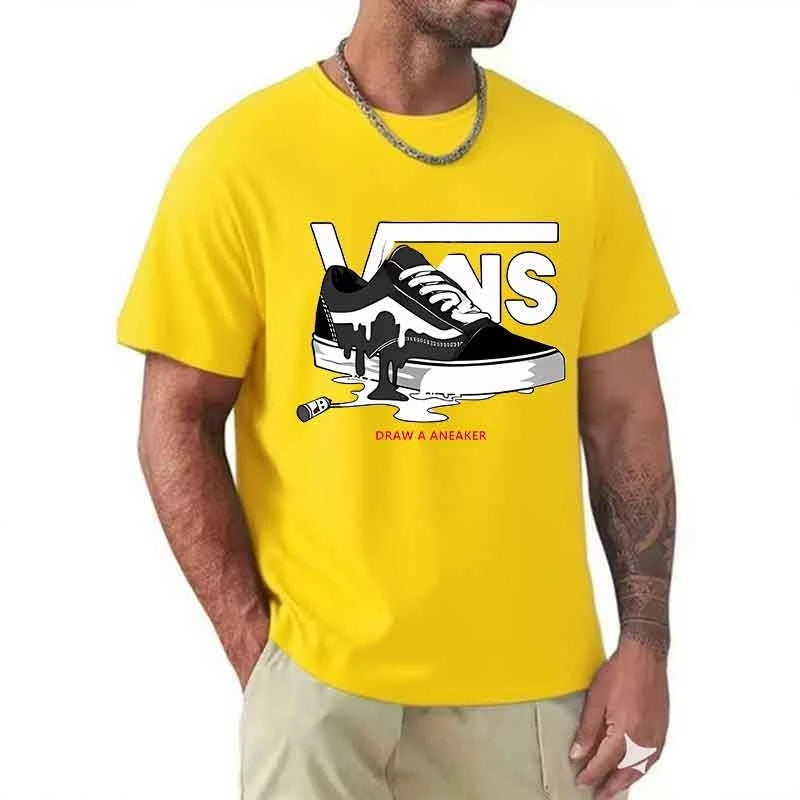T-Shirt Men's Round Neck Short-Sleeved Print Pure Cotton Casual Versatile Round Neck Short-Sleeved 2026 New Item Breathable