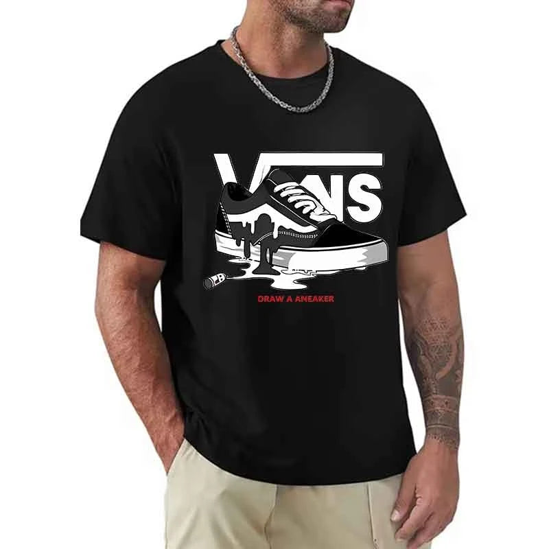 T-Shirt Men's Round Neck Short-Sleeved Print Pure Cotton Casual Versatile Round Neck Short-Sleeved 2026 New Item Breathable