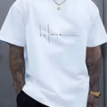 Men's Printed T-Shirt - 100% Cotton Letter Pattern - Fashionable, Casual, Sports Fit, Loose-Looking Trendy T-Shirt